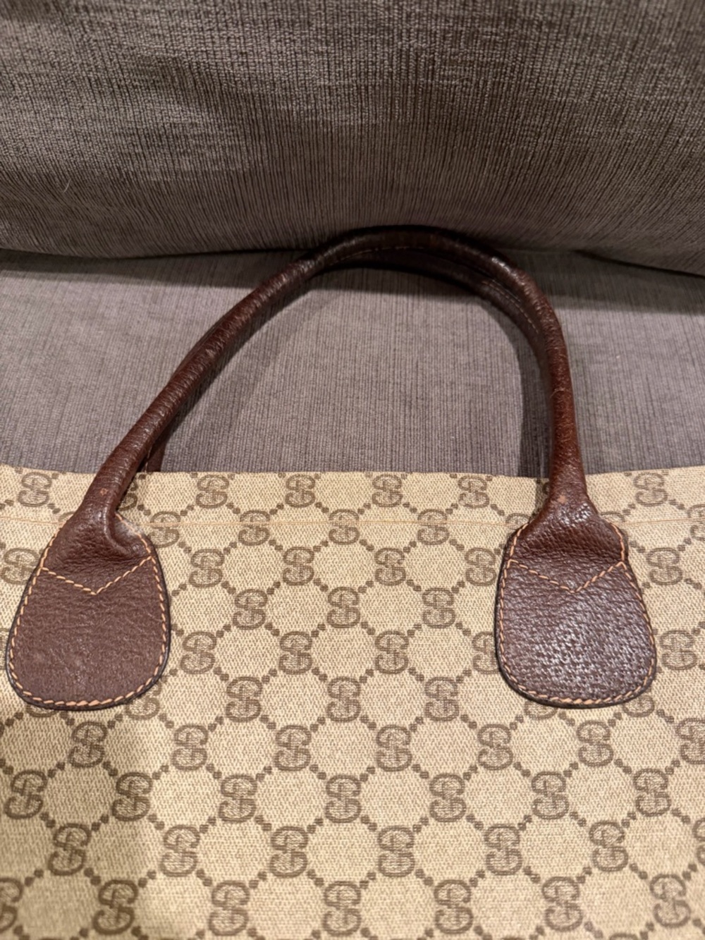 Gucci Vintage Tote Bag Monogram Tote Bag 1970s Canvas Beige - Picture 4 of 12